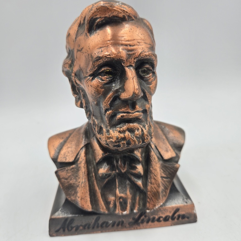 Vintage 1925 Abraham Lincoln Copper Piggy Bank Bust NO KEY Lincoln First Spokane